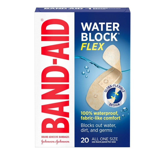 BAND-AID Water Block Flex 100% wasserdichte Pflaster – ultraflexibel, steril, 20 Stück