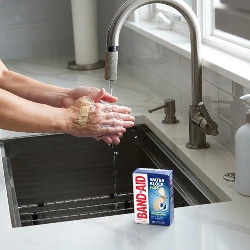 BAND-AID Water Block Flex 100% wasserdichte Pflaster – ultraflexibel, steril, 20 Stück
