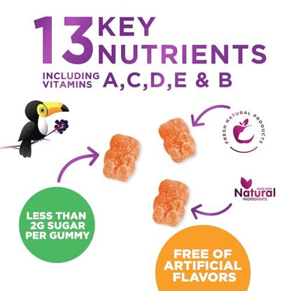 Multivitamin für Kinder – Tägliche Vitamin-Gummibärchen mit Vitamin D, B-Vitaminen, Zink & mehr – Energie, Gedächtnis & Immununterstützung – Natürlicher Beerengeschmack – 60 Gummibärchen