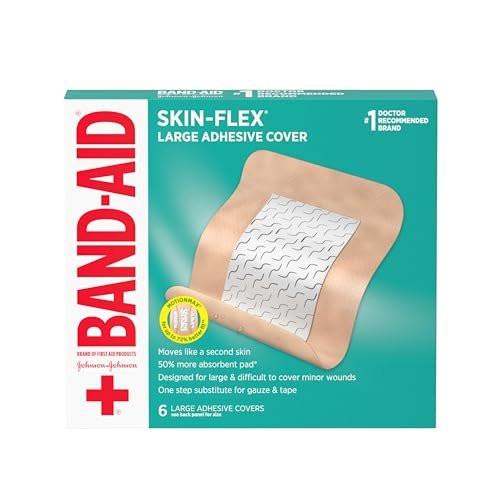 Band-Aid Brand Skin-Flex Pflaster – Flexible Wundauflagen für kleine Schnitte, Schrammen & Verbrennungen, hautfreundlich, steril, groß, 6 Stück