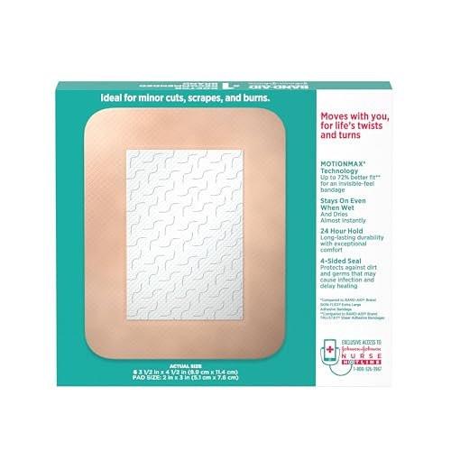 Band-Aid Brand Skin-Flex Pflaster – Flexible Wundauflagen für kleine Schnitte, Schrammen & Verbrennungen, hautfreundlich, steril, groß, 6 Stück