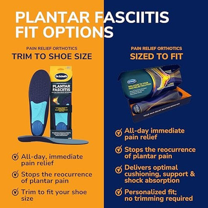 Dr. Scholl's Plantarfasziitis Einlagen mit Fußgewölbeunterstützung für Damen und Herren, Größenanpassbar, 1 Paar