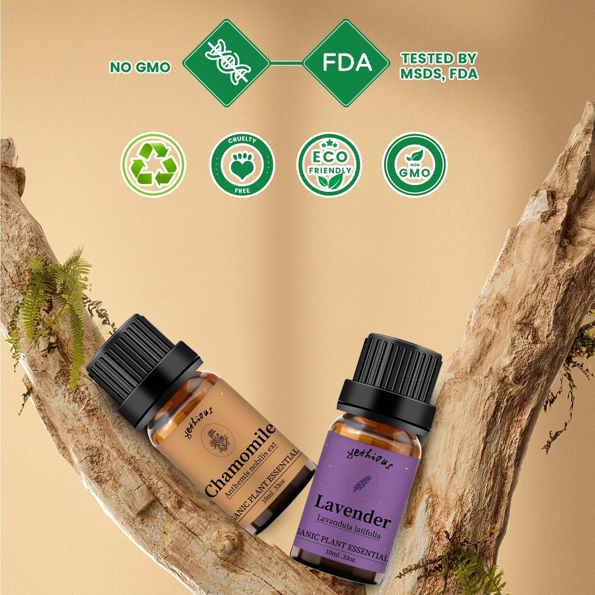yethious Bio Kamille Lavendel Ätherisches Öl Set – 2x10ml Reine Aromatherapie Öle für Diffuser