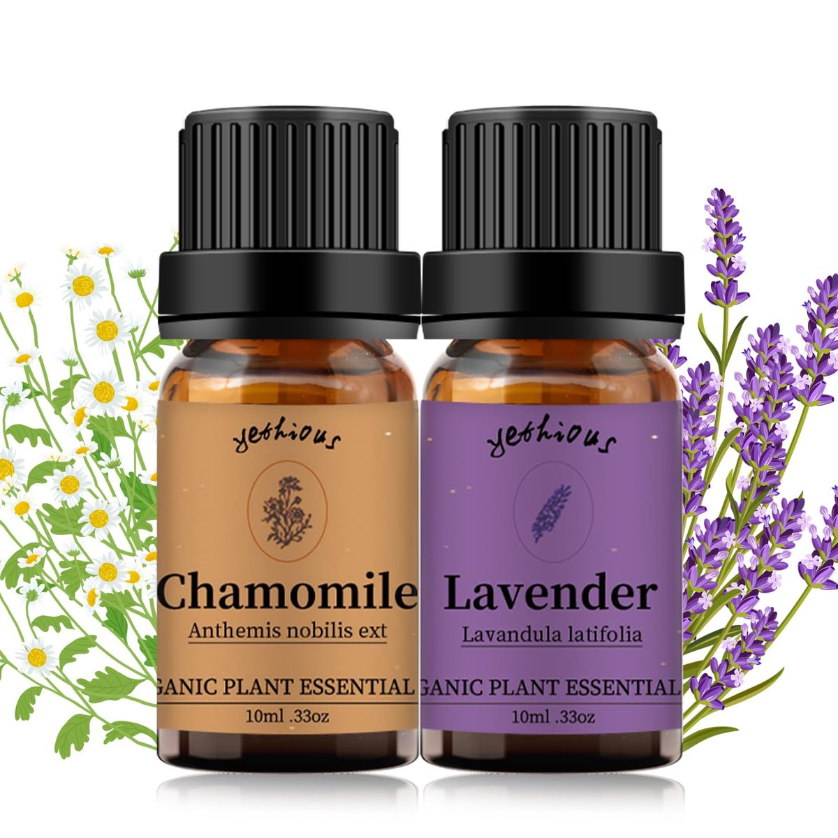 yethious Bio Kamille Lavendel Ätherisches Öl Set – 2x10ml Reine Aromatherapie Öle für Diffuser