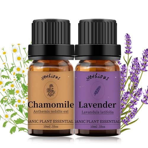 yethious Bio Kamille Lavendel Ätherisches Öl Set – 2x10ml Reine Aromatherapie Öle für Diffuser