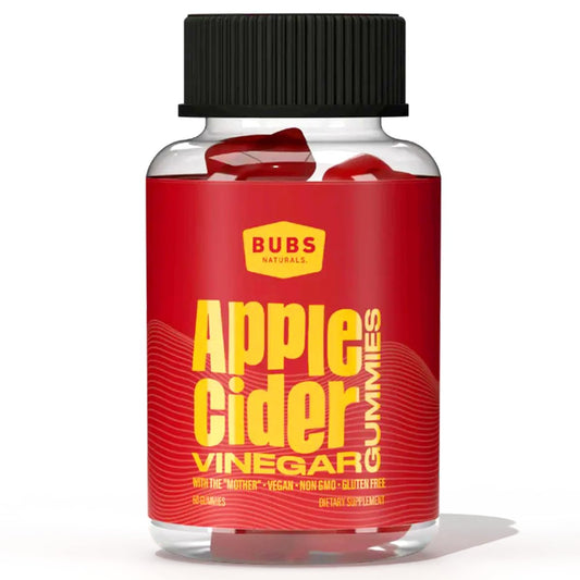 BUBS Naturals Apfelessig Gummibärchen mit der Mutter – Vegan, natürliche ACV Gummivitamine, unterstützt Entgiftung, Verdauung & Energie-Booster mit B-Vitaminen, 60 Stück