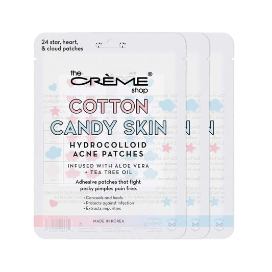 The Crème Shop Cotton Candy Skin Hydrokolloid-Akne-Pflaster – Pickelbehandlung mit Salicylsäure & Hamamelis – 3 Größen, 72 Pflaster