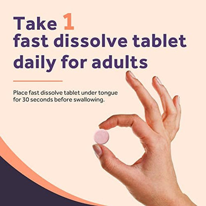 Doctor's Recipes Vitamin B12 5000 mcg - 90 Fast-Dissolve Tabletten mit natürlichem Pfirsichgeschmack - Methylcobalamin für Energie und Nervensystem
