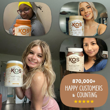 KOS Vegan Proteinpulver, Schokolade Erdnussbutter - Low Carb Erbsenprotein-Mix, USDA Bio Superfood mit Vitaminen & Mineralien - Keto, Soja, Milchfrei - Mahlzeitenersatz für Frauen & Männer - 10 Portionen