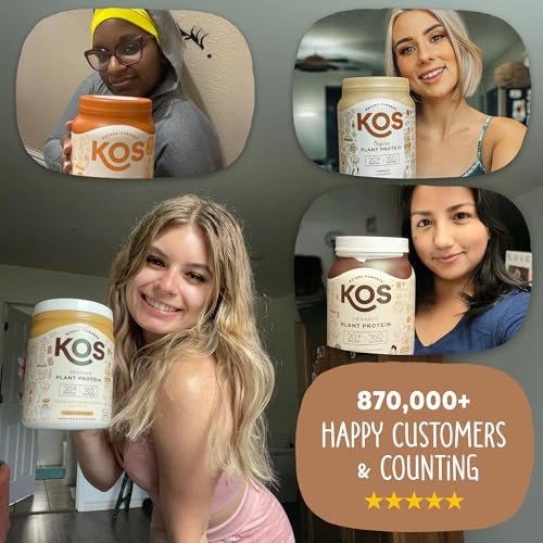 KOS Vegan Proteinpulver, Schokolade Erdnussbutter - Low Carb Erbsenprotein-Mix, USDA Bio Superfood mit Vitaminen & Mineralien - Keto, Soja, Milchfrei - Mahlzeitenersatz für Frauen & Männer - 10 Portionen