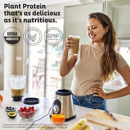 KOS Vegan Proteinpulver, Schokolade Erdnussbutter - Low Carb Erbsenprotein-Mix, USDA Bio Superfood mit Vitaminen & Mineralien - Keto, Soja, Milchfrei - Mahlzeitenersatz für Frauen & Männer - 10 Portionen