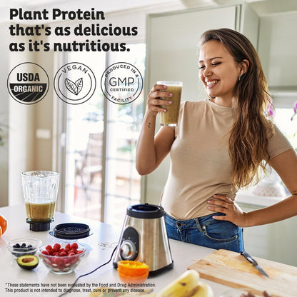 KOS Vegan Proteinpulver, Schokolade Erdnussbutter - Low Carb Erbsenprotein-Mix, USDA Bio Superfood mit Vitaminen & Mineralien - Keto, Soja, Milchfrei - Mahlzeitenersatz für Frauen & Männer - 10 Portionen