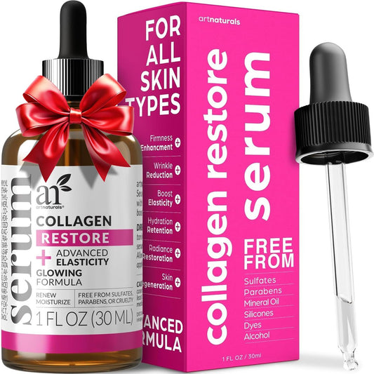 Artnaturals Collagen Booster Serum für das Gesicht - Anti-Aging reduziert Falten und fördert Kollagen - heilt und repariert die Haut - verbessert Teint und Textur - Hyaluronsäure & Vitamin E - 30 ml