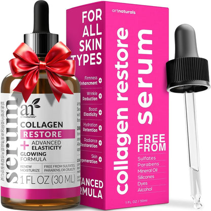 Artnaturals Collagen Booster Serum für das Gesicht - Anti-Aging reduziert Falten und fördert Kollagen - heilt und repariert die Haut - verbessert Teint und Textur - Hyaluronsäure & Vitamin E - 30 ml