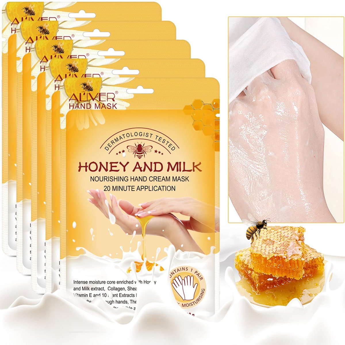 ZIXAOK 5 Paar Handmasken-Handschuhe, Feuchtigkeitsspendende & Reparierende Behandlung für extrem trockene & raue Haut, Peeling-Maske für die häusliche Spa-Pflege, Männer & Frauen