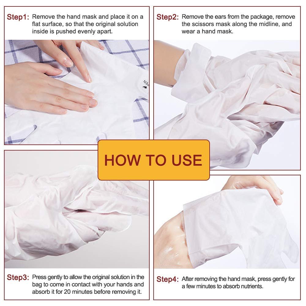 ZIXAOK 5 Paar Handmasken-Handschuhe, Feuchtigkeitsspendende & Reparierende Behandlung für extrem trockene & raue Haut, Peeling-Maske für die häusliche Spa-Pflege, Männer & Frauen
