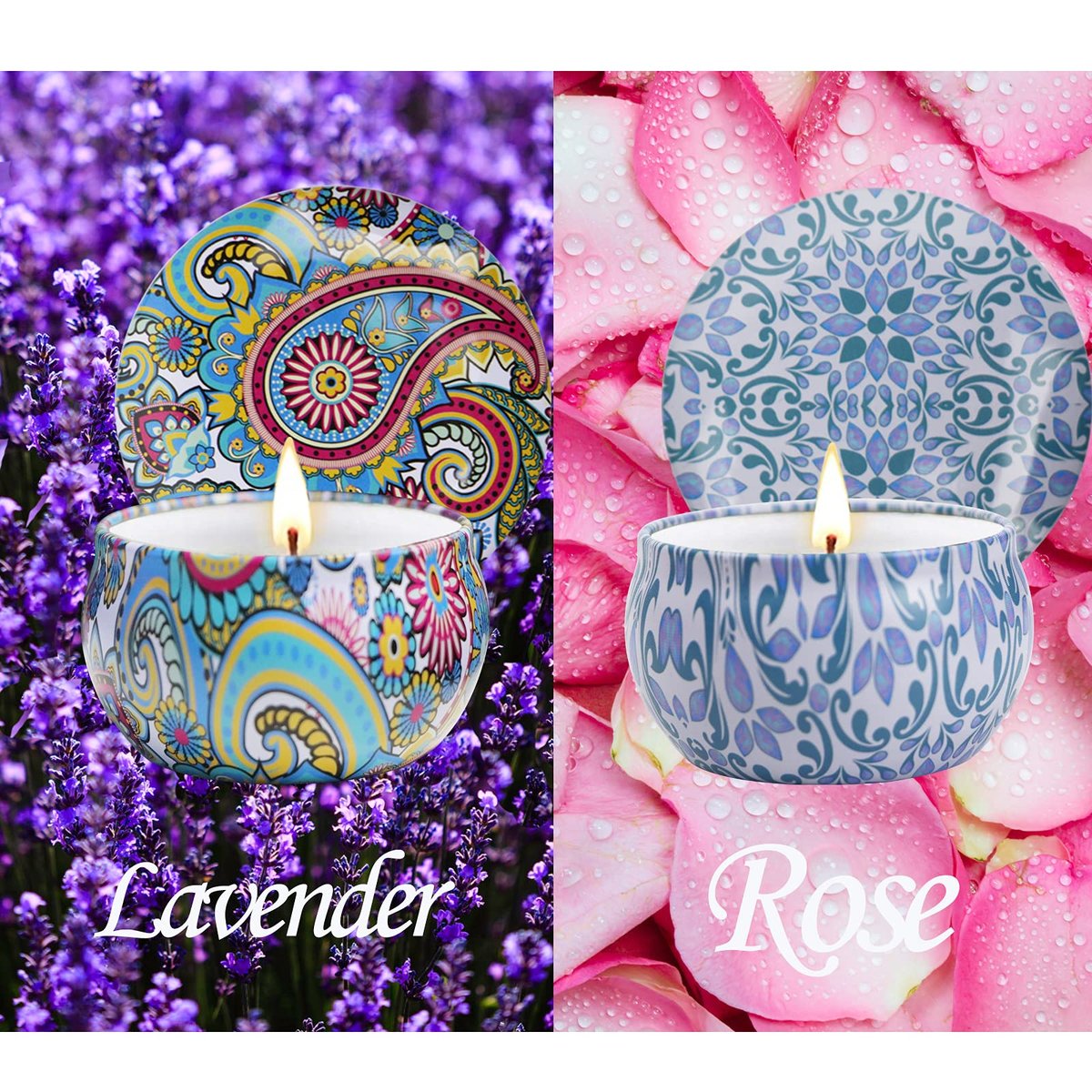 2er-Pack Duftkerzen, 2,5 oz Aromatherapie-Kerzen für Zuhause, natürliche Sojakerzen mit Blumendüften, tragbares kleines Kerzenset für Reisen, Spa, Bad, Yoga, Wohnkultur