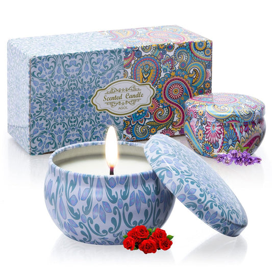 2er-Pack Duftkerzen, 2,5 oz Aromatherapie-Kerzen für Zuhause, natürliche Sojakerzen mit Blumendüften, tragbares kleines Kerzenset für Reisen, Spa, Bad, Yoga, Wohnkultur