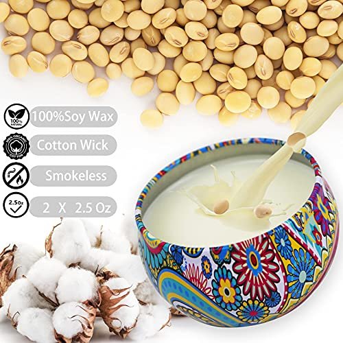 2er-Pack Duftkerzen, 2,5 oz Aromatherapie-Kerzen für Zuhause, natürliche Sojakerzen mit Blumendüften, tragbares kleines Kerzenset für Reisen, Spa, Bad, Yoga, Wohnkultur