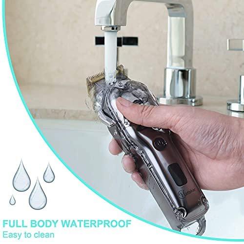 Hatteker Haarschneide-Set Profi-Haarschneider für Herren, IPX7 wasserdicht, kabelloser Bart-/Haartrimmer, 17-teilig