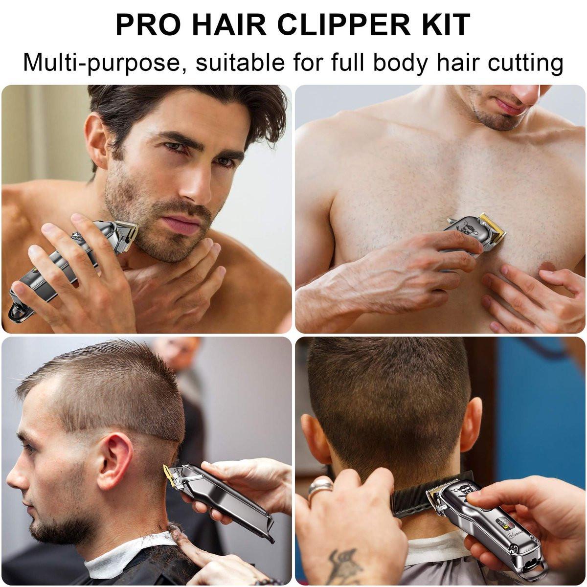 Hatteker Haarschneide-Set Profi-Haarschneider für Herren, IPX7 wasserdicht, kabelloser Bart-/Haartrimmer, 17-teilig