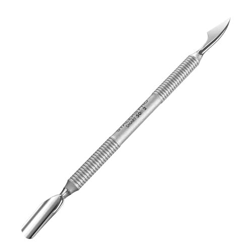 Staleks Pro Cuticle Pusher Smart 50 Type 2 – Professionelles Maniküre-Werkzeug, doppelseitiger Reiniger & Drücker, Edelstahl, ergonomischer Griff, korrosionsbeständig, manuell geschärft