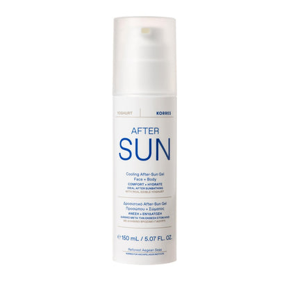 KORRES Greek Yoghurt Cooling After Sun Gel für Gesicht & Körper, Leichte Feuchtigkeitscreme mit natürlichen Proteinen & Vitaminen, Lindert Sonnenbrand für sonnenexponierte oder trockene Haut, 150 ml