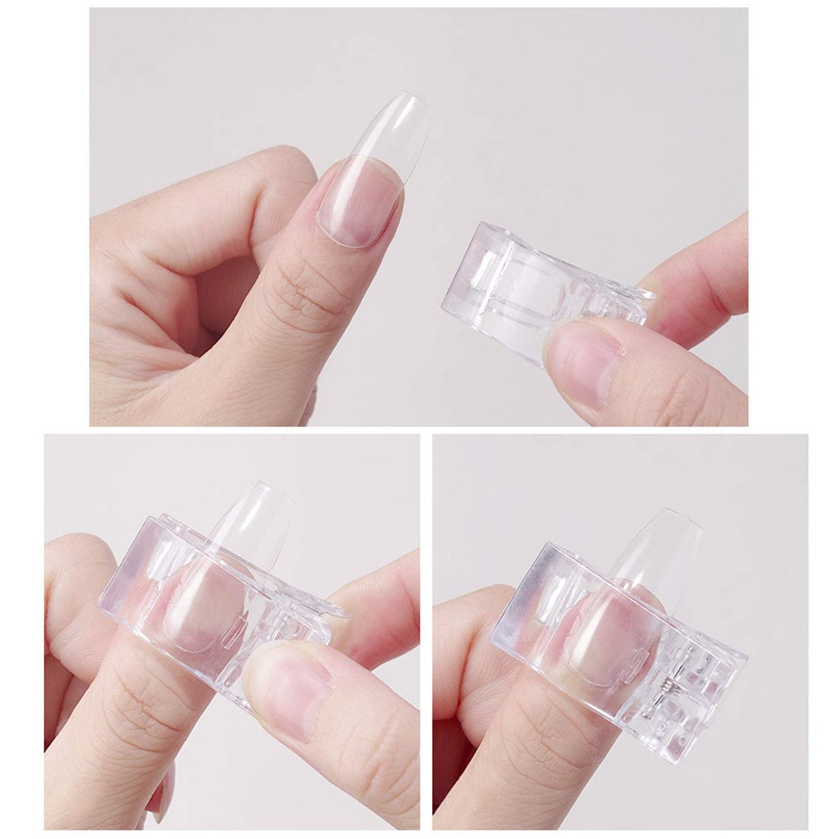 12 Stück Nail Tips Clips zum schnellen Aufbau von Polygelnägeln – Nagelclips für Polygel-Fingernägel, Maniküre-Werkzeug mit 1 Nagelspitzen-Trimmer