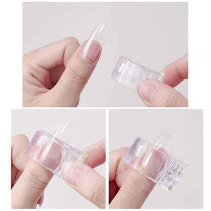 12 Stück Nail Tips Clips zum schnellen Aufbau von Polygelnägeln – Nagelclips für Polygel-Fingernägel, Maniküre-Werkzeug mit 1 Nagelspitzen-Trimmer