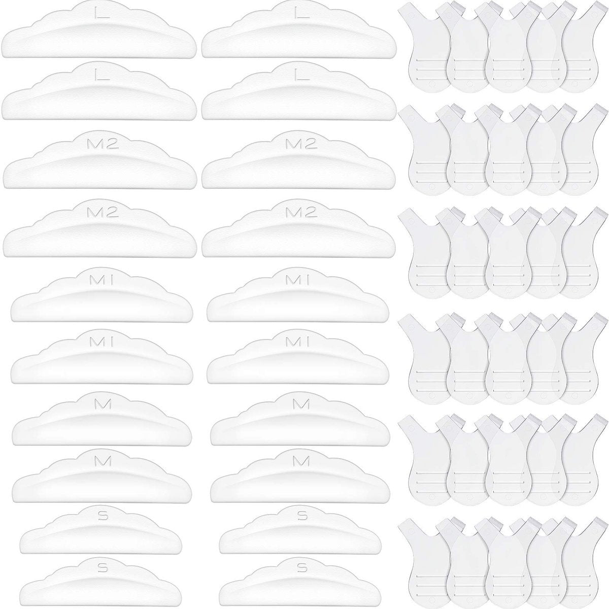 Maitys 20-teilige Lash-Lift-Pads aus Silikon und 30-teilige Y-förmige Wimpernbürsten – Wimpernwellen-Set für professionelle Ergebnisse zu Hause (klar)