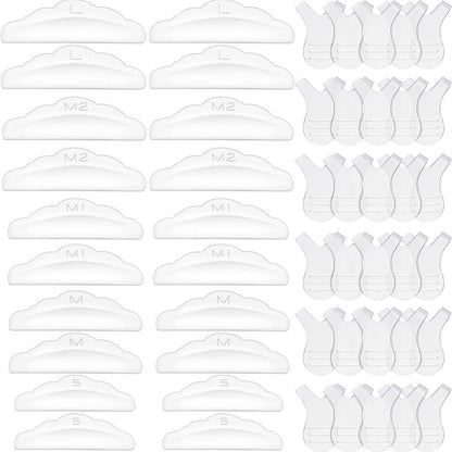 Maitys 20-teilige Lash-Lift-Pads aus Silikon und 30-teilige Y-förmige Wimpernbürsten – Wimpernwellen-Set für professionelle Ergebnisse zu Hause (klar)