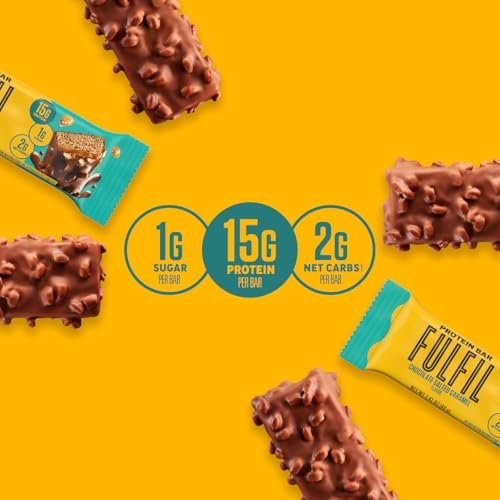 FULFIL Protein Snack Riegel – Geschmack: Schokolade-Salzkaramell – Glutenfrei mit 15g Protein – 12er Pack