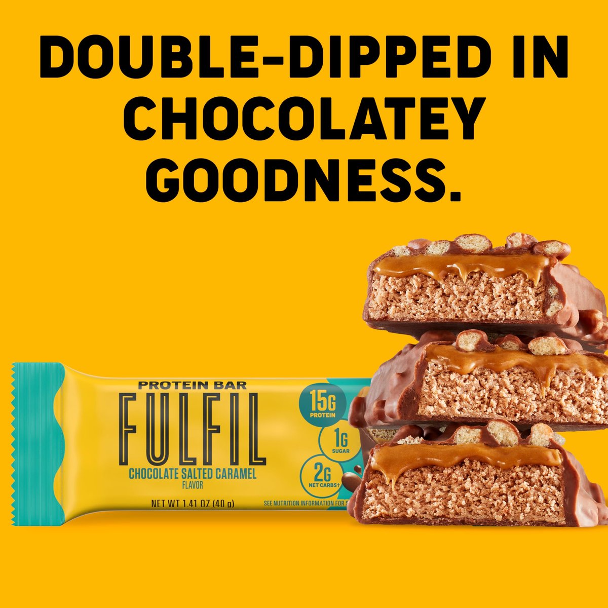 FULFIL Protein Snack Riegel – Geschmack: Schokolade-Salzkaramell – Glutenfrei mit 15g Protein – 12er Pack