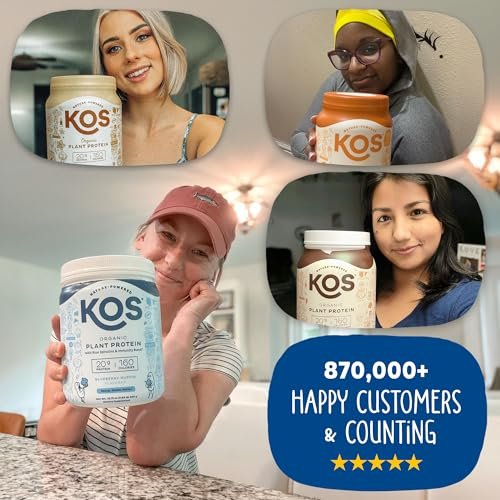 KOS Bio-Pflanzenproteinpulver, Blaubeer-Muffin - Bio-Erbsenprotein-Superfood mit Spirulina und Immununterstützung. Soja-, Gluten-, Milchfrei - Veganer Mahlzeitenersatz für Frauen & Männer - 10 Portionen