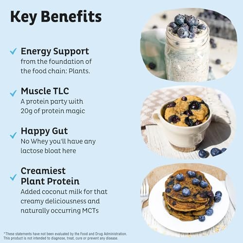 KOS Bio-Pflanzenproteinpulver, Blaubeer-Muffin - Bio-Erbsenprotein-Superfood mit Spirulina und Immununterstützung. Soja-, Gluten-, Milchfrei - Veganer Mahlzeitenersatz für Frauen & Männer - 10 Portionen
