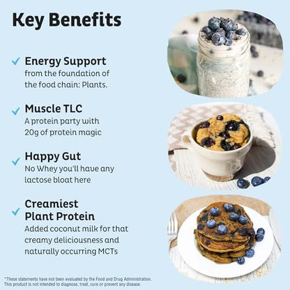 KOS Bio-Pflanzenproteinpulver, Blaubeer-Muffin - Bio-Erbsenprotein-Superfood mit Spirulina und Immununterstützung. Soja-, Gluten-, Milchfrei - Veganer Mahlzeitenersatz für Frauen & Männer - 10 Portionen