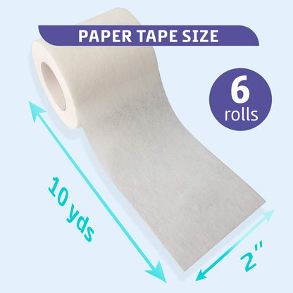 Conkote Weiches Papier-Pflaster 2" x 10 Yards, Sanfte Haftung und hypoallergen, 6 Rollen