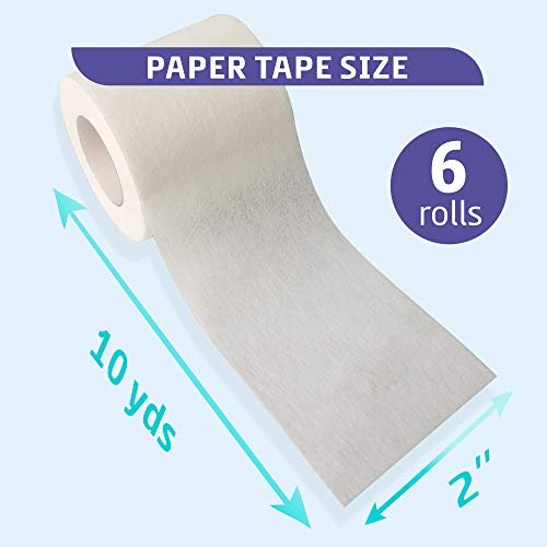 Conkote Weiches Papier-Pflaster 2" x 10 Yards, Sanfte Haftung und hypoallergen, 6 Rollen