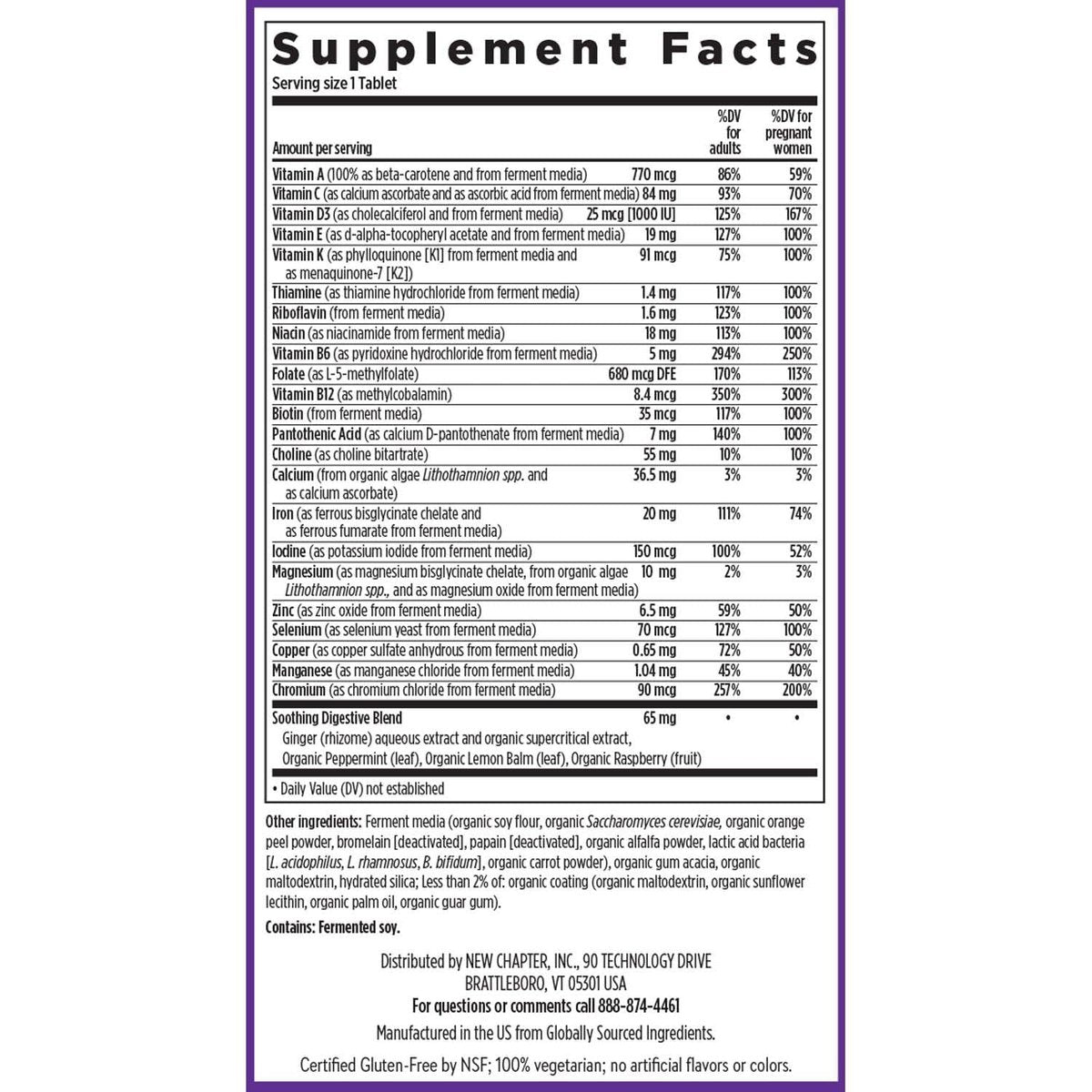 New Chapter Prenatal Vitamine – Tägliches Multivitamin für Frauen ab 35+ mit Methylfolat & Cholin, glutenfrei & non-GMO, 30 Tabletten