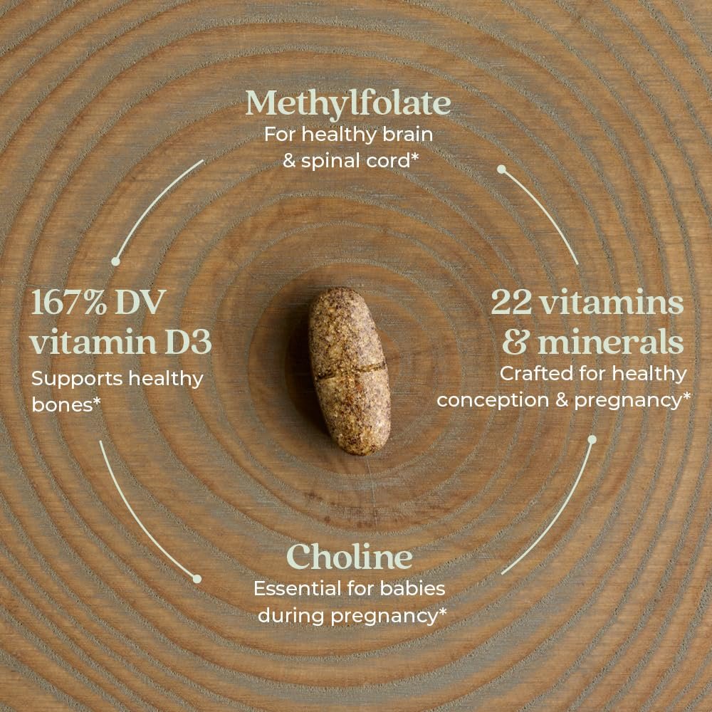 New Chapter Schwangerschaftsvitamine, Einmal täglich pränatales Multivitamin mit Methylfolat + Cholin für gesunde Mutter & Baby, glutenfrei & nicht-GVO, 30 Stück
