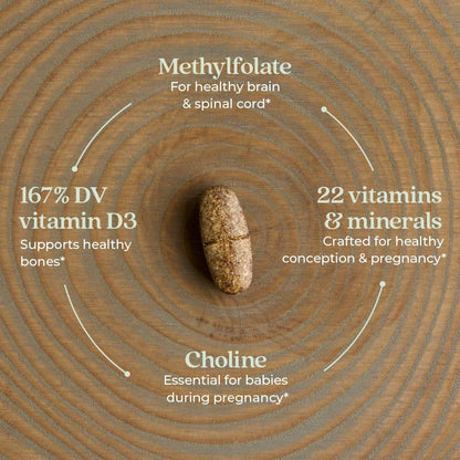 New Chapter Schwangerschaftsvitamine, Einmal täglich pränatales Multivitamin mit Methylfolat + Cholin für gesunde Mutter & Baby, glutenfrei & nicht-GVO, 30 Stück