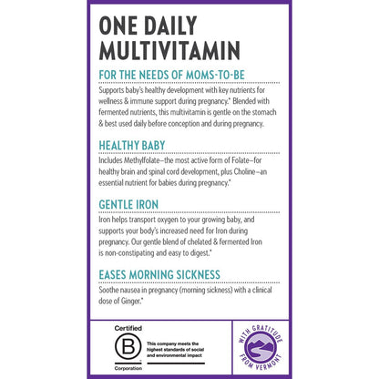 New Chapter Schwangerschaftsvitamine, Einmal täglich pränatales Multivitamin mit Methylfolat + Cholin für gesunde Mutter & Baby, glutenfrei & nicht-GVO, 30 Stück