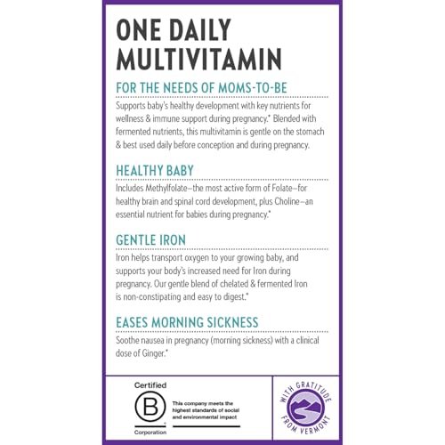 New Chapter Schwangerschaftsvitamine, Einmal täglich pränatales Multivitamin mit Methylfolat + Cholin für gesunde Mutter & Baby, glutenfrei & nicht-GVO, 30 Stück