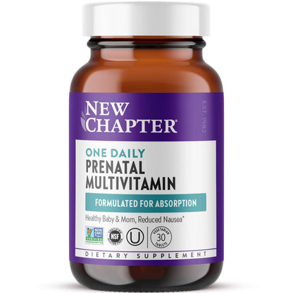 New Chapter Schwangerschaftsvitamine, Einmal täglich pränatales Multivitamin mit Methylfolat + Cholin für gesunde Mutter & Baby, glutenfrei & nicht-GVO, 30 Stück