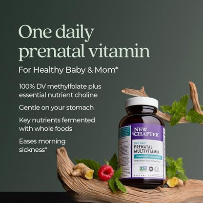 New Chapter Schwangerschaftsvitamine, Einmal täglich pränatales Multivitamin mit Methylfolat + Cholin für gesunde Mutter & Baby, glutenfrei & nicht-GVO, 30 Stück
