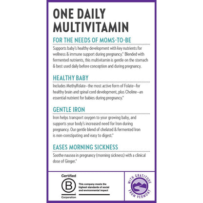 New Chapter Schwangerschaftsvitamine, Einmal täglich pränatales Multivitamin mit Methylfolat + Cholin für gesunde Mutter & Baby, glutenfrei & nicht-GVO, 30 Stück