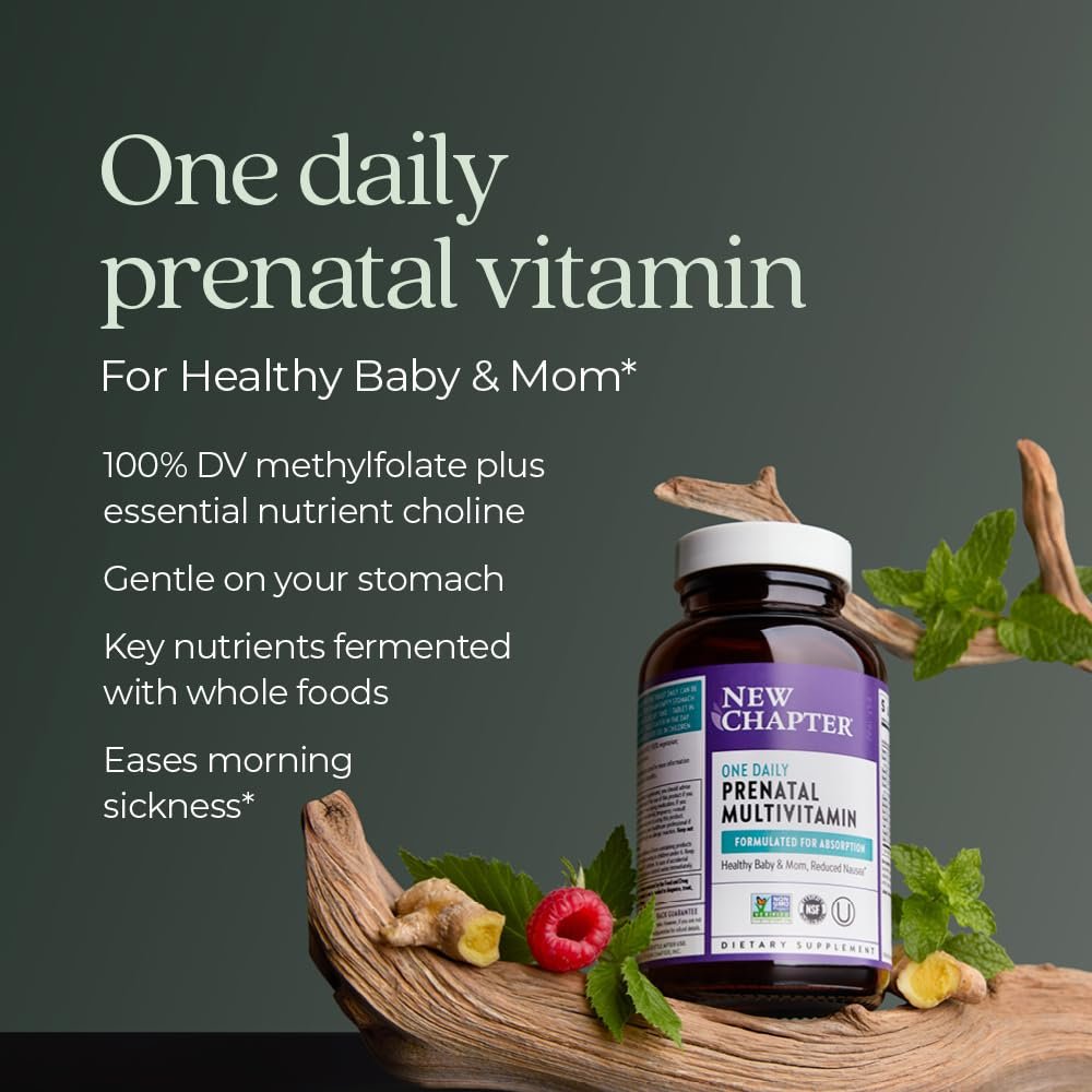 New Chapter Schwangerschaftsvitamine, Einmal täglich pränatales Multivitamin mit Methylfolat + Cholin für gesunde Mutter & Baby, glutenfrei & nicht-GVO, 30 Stück