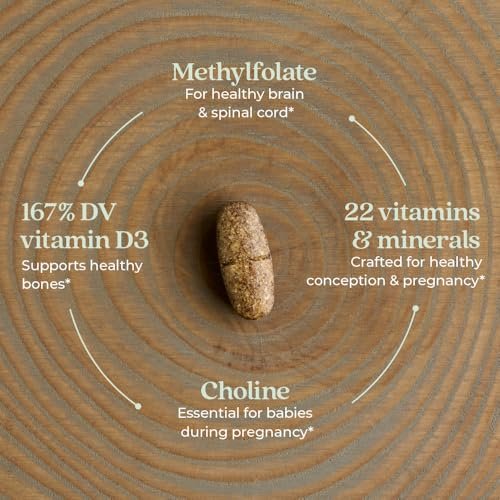 New Chapter Schwangerschaftsvitamine, Einmal täglich pränatales Multivitamin mit Methylfolat + Cholin für gesunde Mutter & Baby, glutenfrei & nicht-GVO, 30 Stück