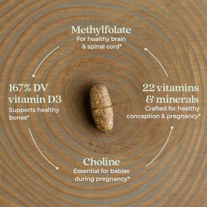 New Chapter Schwangerschaftsvitamine, Einmal täglich pränatales Multivitamin mit Methylfolat + Cholin für gesunde Mutter & Baby, glutenfrei & nicht-GVO, 30 Stück