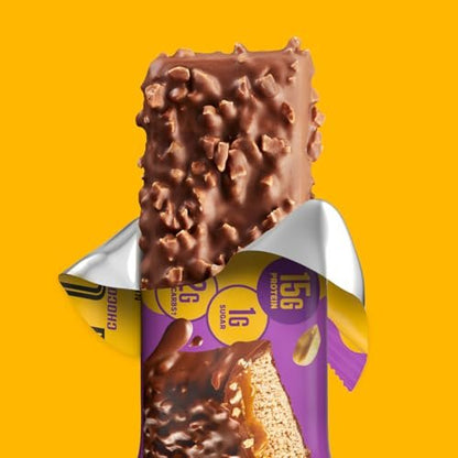 FULFIL Protein Snack Riegel, Schokolade Erdnuss Karamell Geschmack, Glutenfrei mit 15g Protein, Vorratspackung, 12 Stück